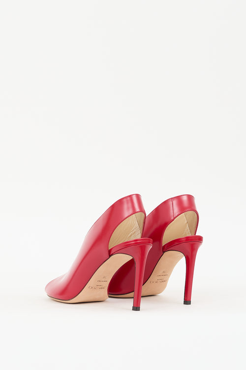 Jimmy Choo Red Leather Shar 85 Peep Toe Pump