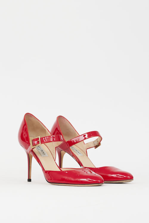 Jimmy Choo Red Patent Leila Mary Jane Pump