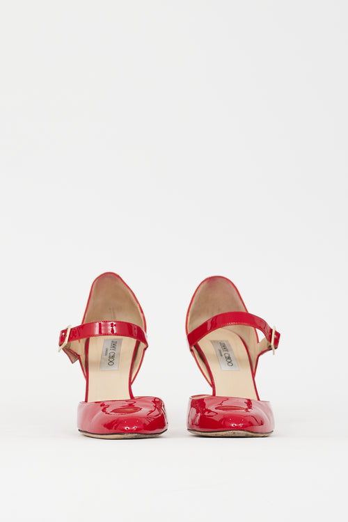 Jimmy Choo Red Patent Leila Mary Jane Pump