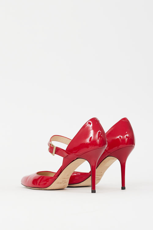 Jimmy Choo Red Patent Leila Mary Jane Pump