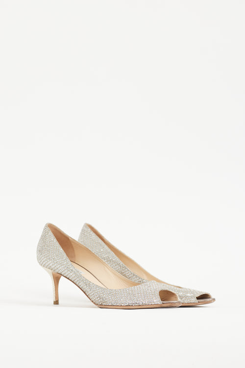 Jimmy Choo Silver Glitter Isabel Pump