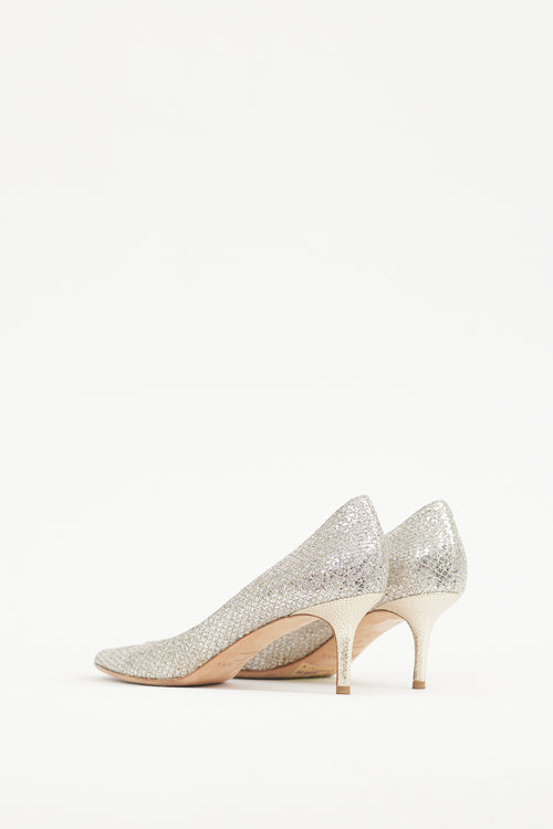 Jimmy Choo Silver Glitter Isabel Pump