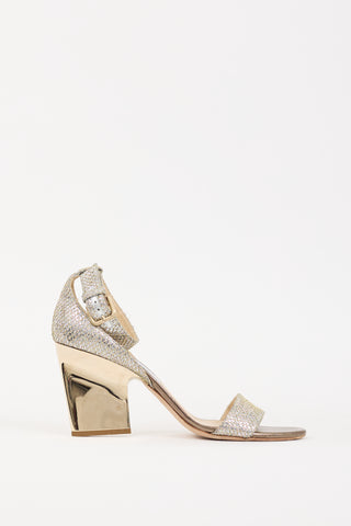 Jimmy Choo Silver 
Gold Glitter Edina Heel