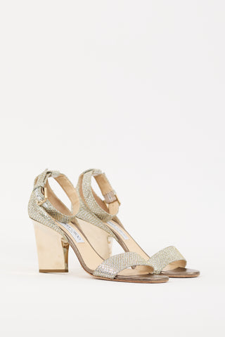 Jimmy Choo Silver 
Gold Glitter Edina Heel