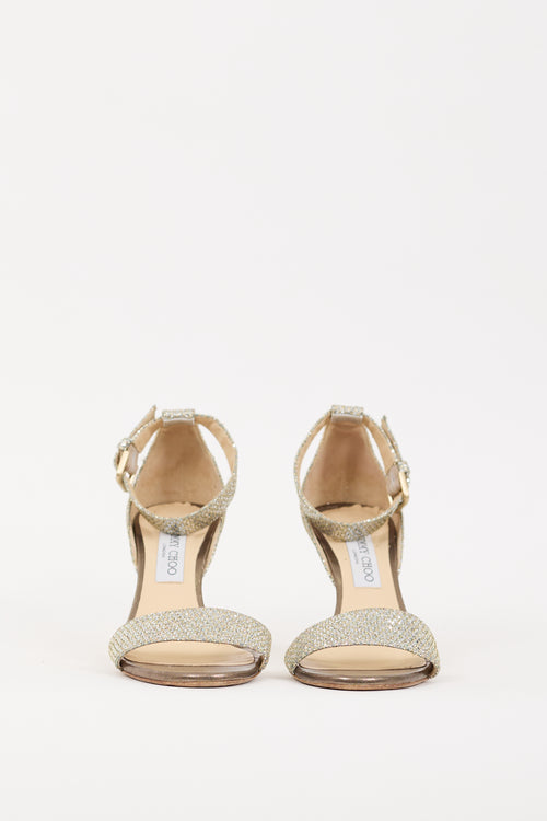 Jimmy Choo Silver 
Gold Glitter Edina Heel