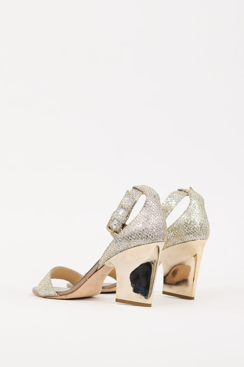 Jimmy Choo Silver 
Gold Glitter Edina Heel