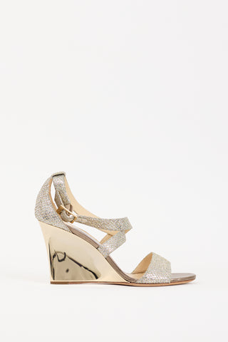 Jimmy Choo Silver 
Gold Glitter Fearne Wedge