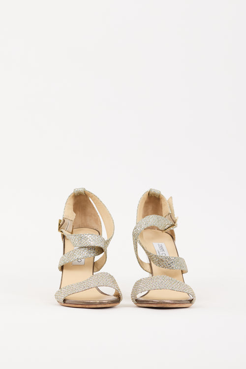 Jimmy Choo Silver 
Gold Glitter Fearne Wedge