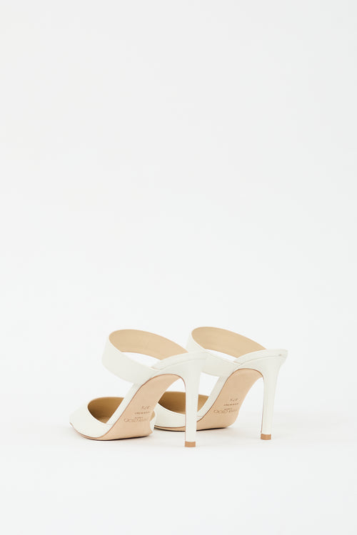 Jimmy Choo White Leather Cheri Strapped Mule