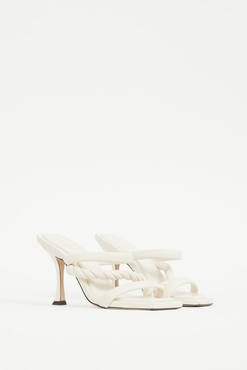 Jimmy Choo White Leather Diosa Braided Sandal