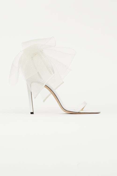 Jimmy Choo White Aveline Bow Heeled Sandal