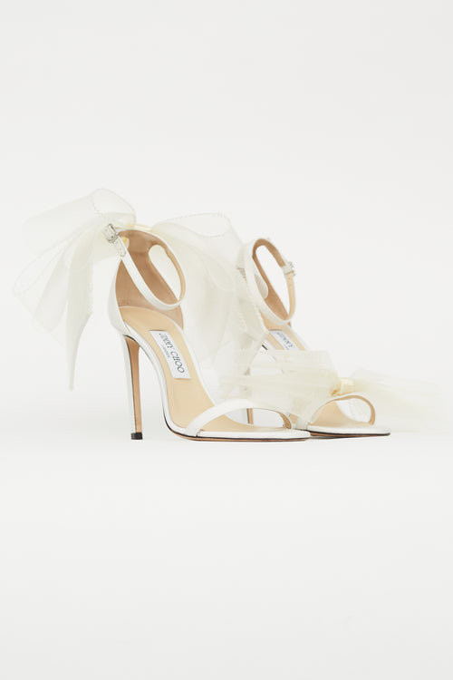 Jimmy Choo White Aveline Bow Heeled Sandal