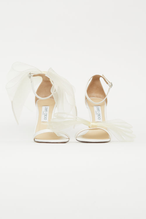 Jimmy Choo White Aveline Bow Heeled Sandal