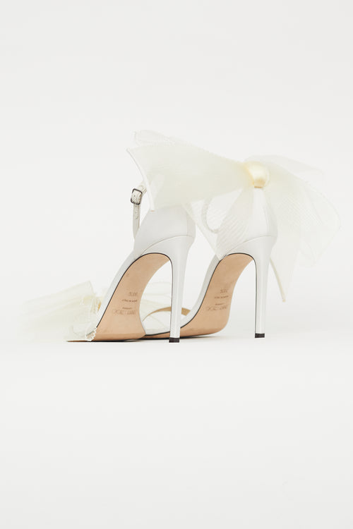 Jimmy Choo White Aveline Bow Heeled Sandal