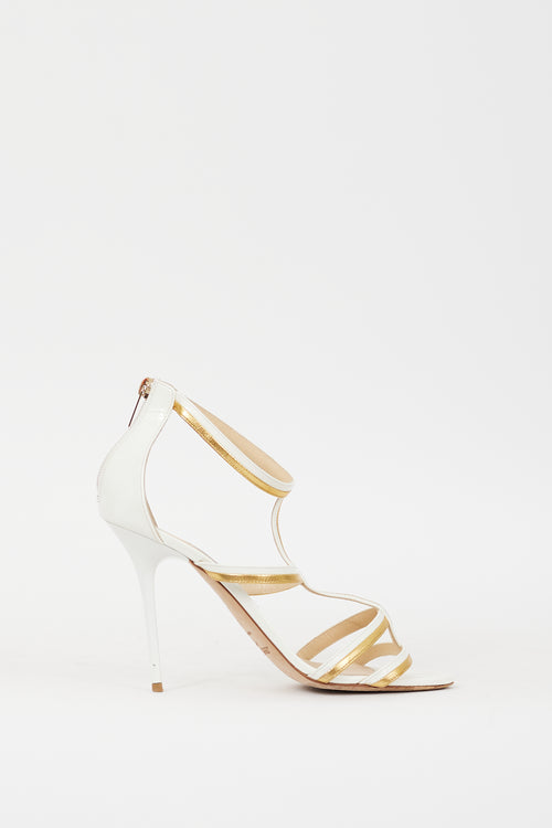 Jimmy Choo White 
Gold Leather Thistle 100 Heel