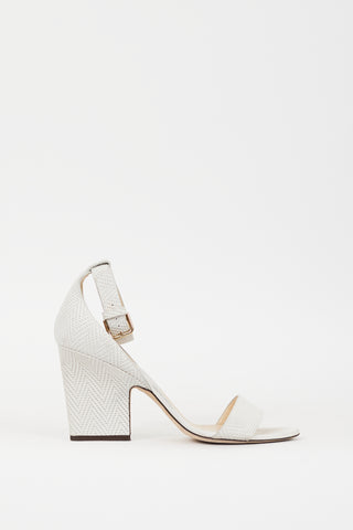 Jimmy Choo White Textured Leather Edina Sandal