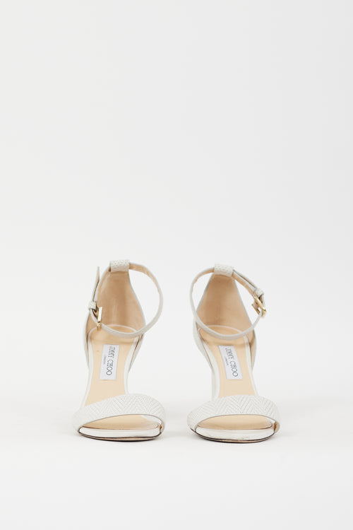 Jimmy Choo White Textured Leather Edina Sandal