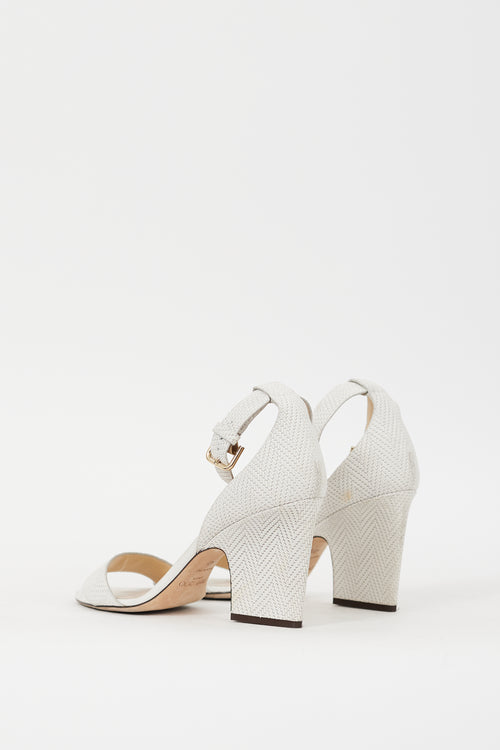 Jimmy Choo White Textured Leather Edina Sandal