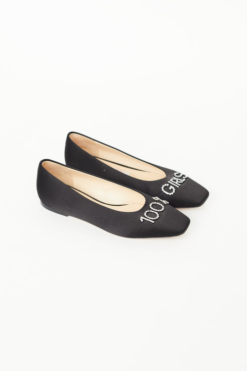 Jimmy Choo X Ashley Williams Black Satin 100% Girls Flat