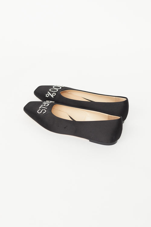 Jimmy Choo X Ashley Williams Black Satin 100% Girls Flat