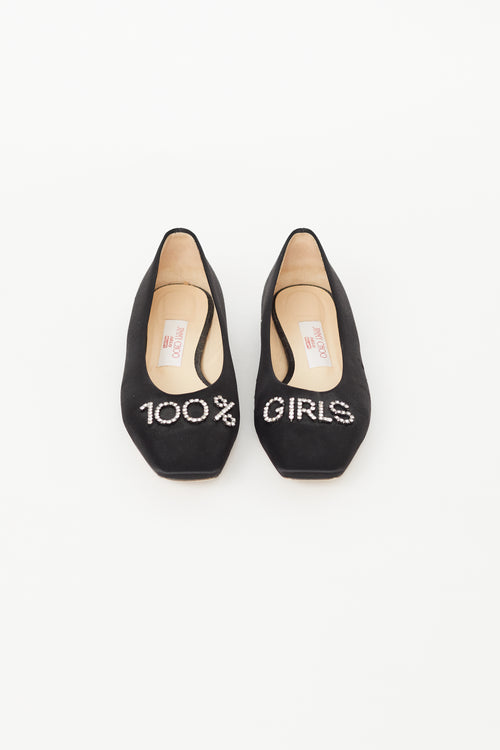 Jimmy Choo X Ashley Williams Black Satin 100% Girls Flat