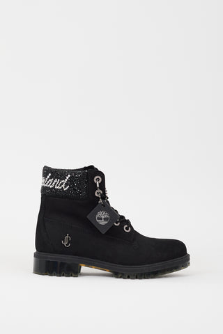 Jimmy Choo X Timberland Black 
Silver Rhinestone Embellished Boot