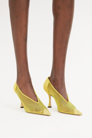 Jimmy Choo Yellow Nicole Mesh Pumps