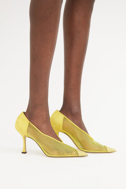 Jimmy Choo Yellow Nicole Mesh Pumps