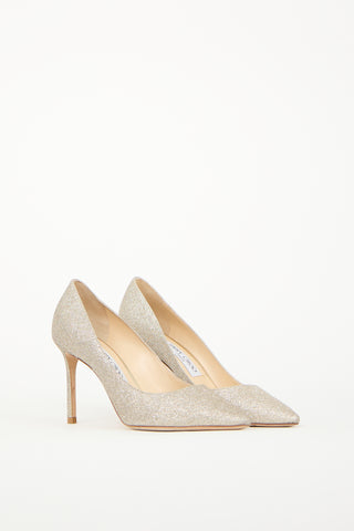 Jimmy Choo Silver Glitter Romy Pump