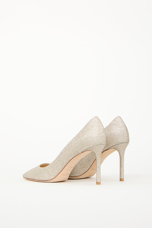 Jimmy Choo Silver Glitter Romy Pump