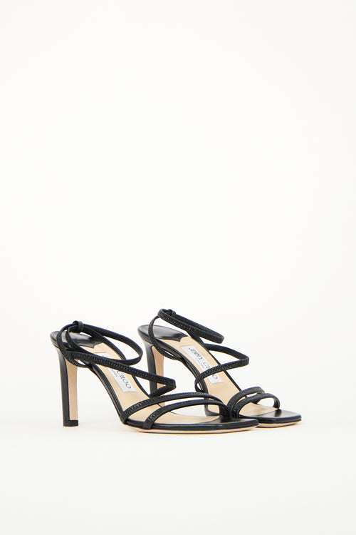 Jimmy Choo Black Leather Nori Strappy Heel