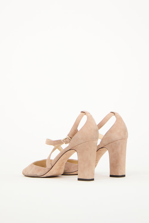 Jimmy Choo Beige Suede Carrie Heel