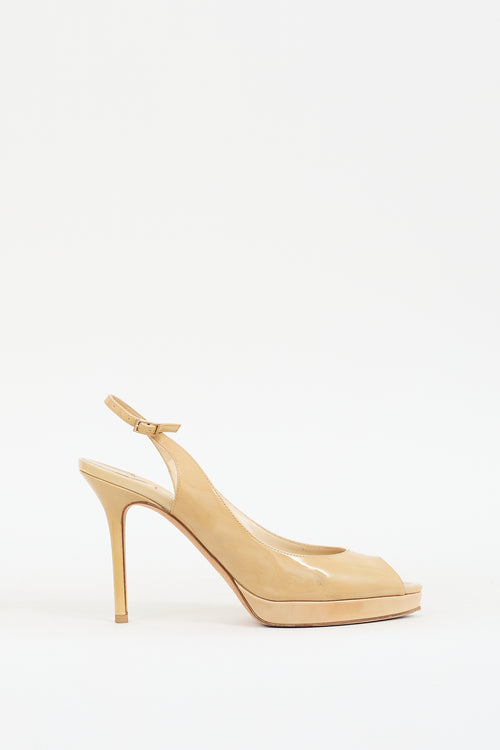 Beige Patent Nova 100 Slingback  Heel