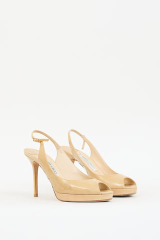 Beige Patent Nova 100 Slingback  Heel