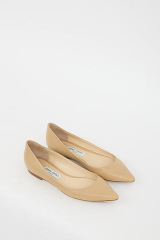 Jimmy Choo Beige Leather Romy Ballet Flat