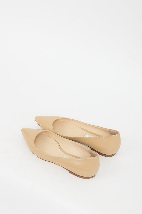 Jimmy Choo Beige Leather Romy Ballet Flat