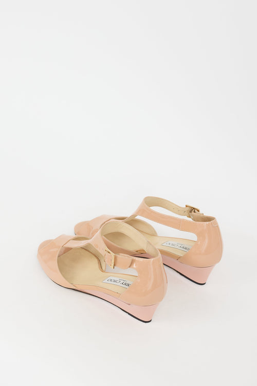 Jimmy Choo Beige Patent Leather Treat Wedge