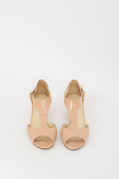 Jimmy Choo Beige Patent Leather Treat Wedge