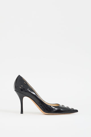 Jimmy Choo Black Patent Leather 
Buckle Pump