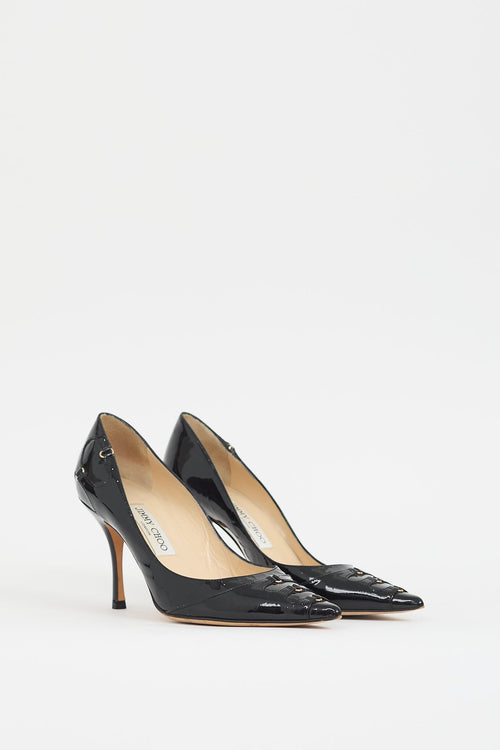 Jimmy Choo Black Patent Leather 
Buckle Pump