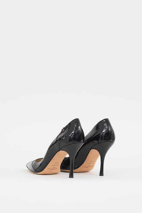 Jimmy Choo Black Patent Leather 
Buckle Pump