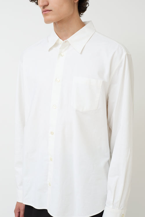 John Elliott White Cotton One Pocket Shirt