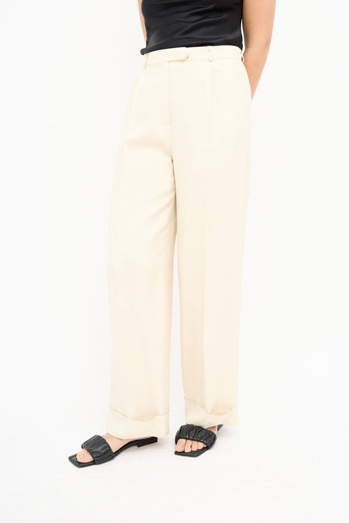  Cream Linen Blend Trouser