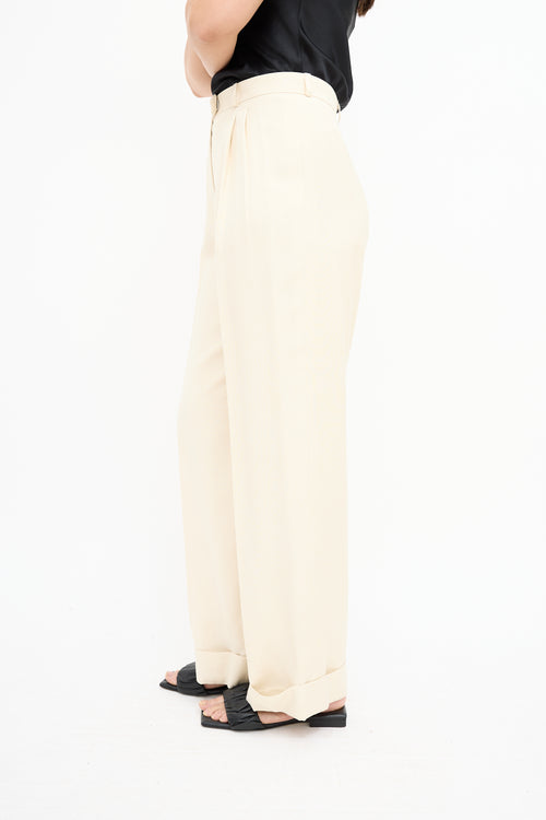  Cream Linen Blend Trouser