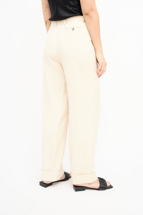  Cream Linen Blend Trouser