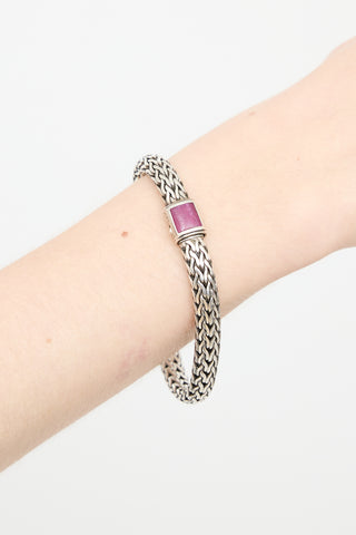 John Hardy Sterling Silver Ruby Chain Link Bracelet