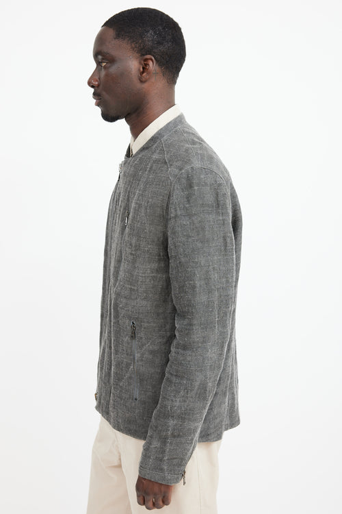 John Varvatos Grey Linen Moto Jacket