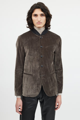 John Varvatos Grey Velour Three Pocket Blazer