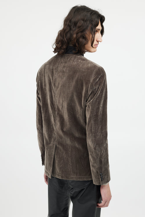 John Varvatos Grey Velour Three Pocket Blazer