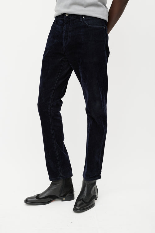 John Varvatos Navy Velour Slim Leg Pant